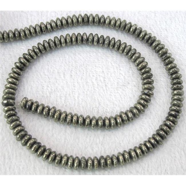 Natural Pyrite Rondelle Beads Smooth