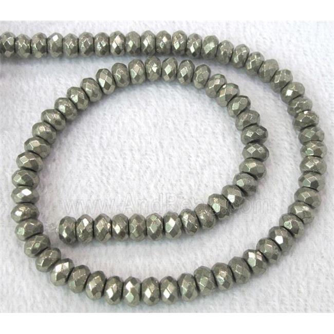 natural Pyrite Beads, faceted rondelle