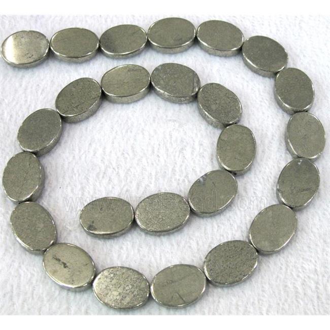 natural Pyrite Beads, flat-oval