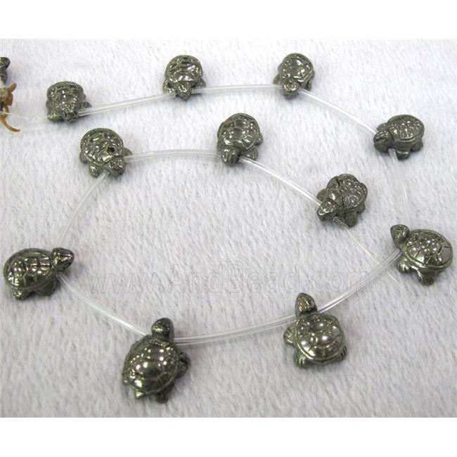 natural Pyrite Beads, tortoise charm
