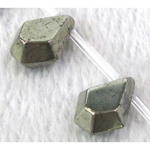 natural Pyrite Beads, faceted teardrop