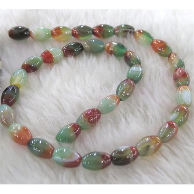 Agate bead, barrel, colorful