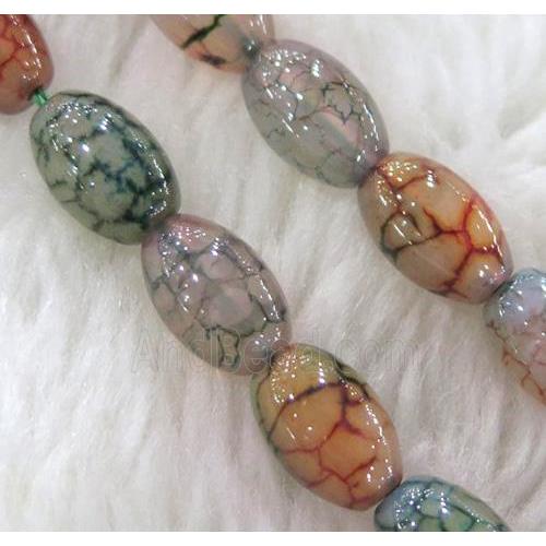 dragon veins Agate bead, barrel, colorful