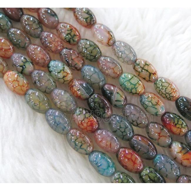 dragon veins Agate bead, barrel, colorful