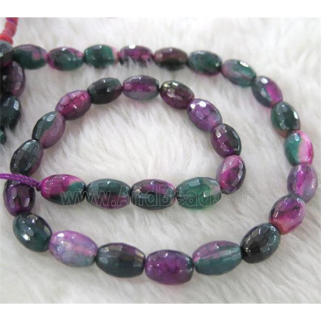 Dichromatic Agate beads, faceted barrel, colorful
