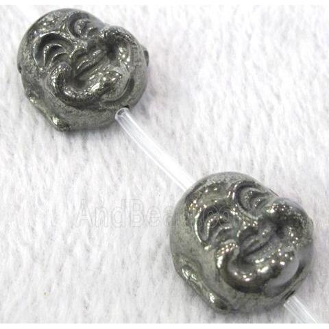 natural Pyrite Beads, buddha