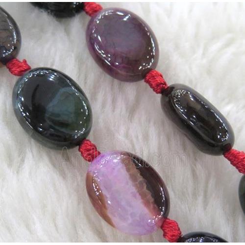 Agate bead, oval, mixed color