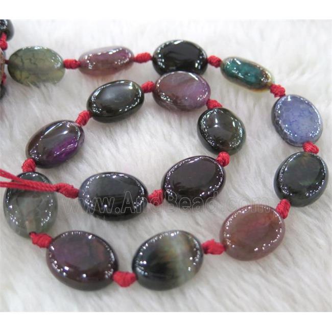 Agate bead, oval, mixed color