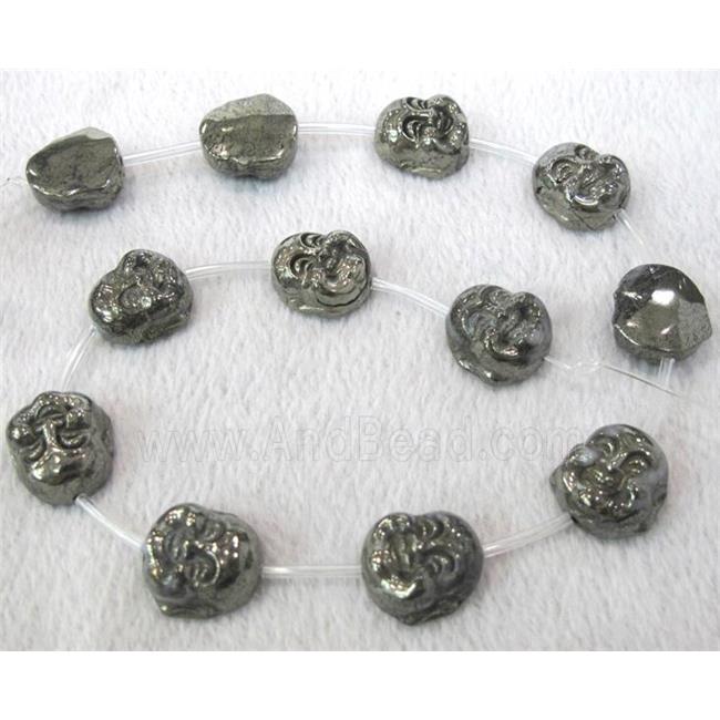 natural Pyrite Beads, buddha