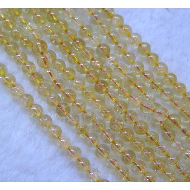 natural Citrine Beads, round, yellow