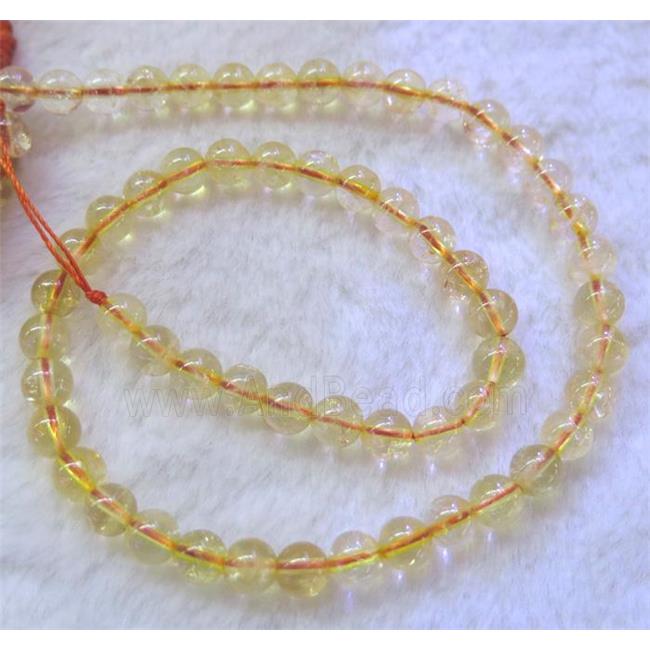 natural Citrine Beads, round, yellow