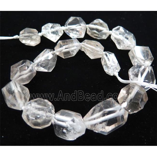 smoky quartz bead, faceted freeform