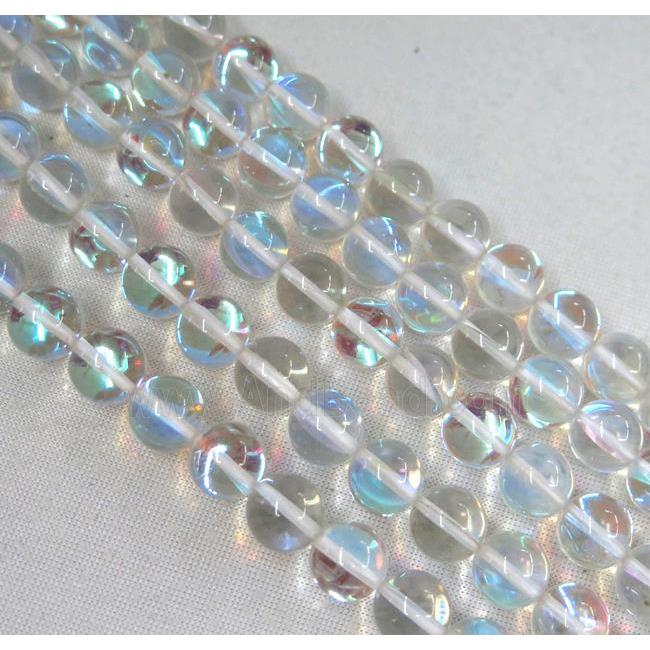 round synthetic clear Aura Quartz Glass Beads