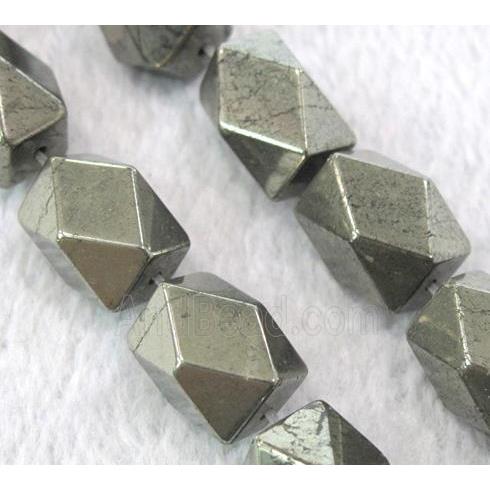natural Pyrite Beads, faceted freeform tube