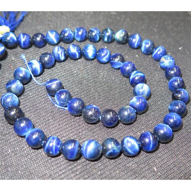 blue tiger eye stone beads, round