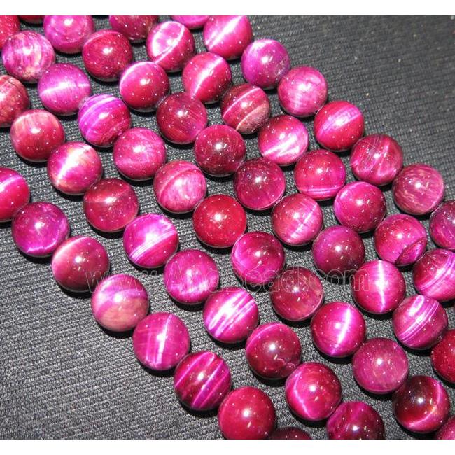 hot-pink tiger eye bead, round