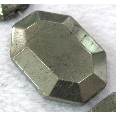 natural Pyrite Beads, faceted rectangle