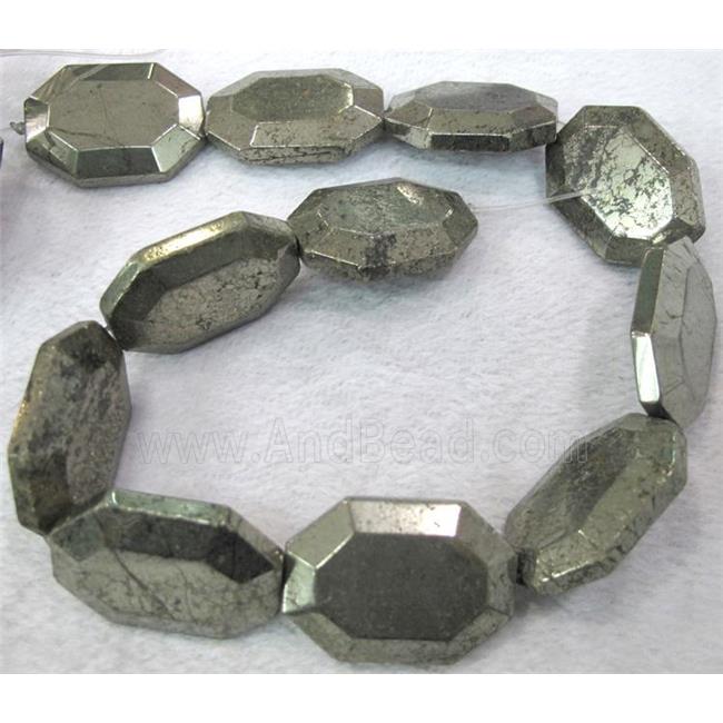 natural Pyrite Beads, faceted rectangle