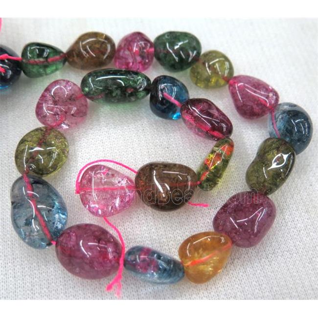 rainbow tourmaline beads syntactic with crystal, freeform