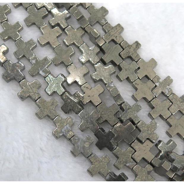 pyrite beads, cross
