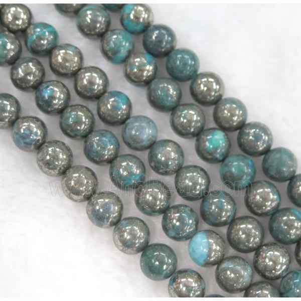 green Chalco Pyrite Beads, round