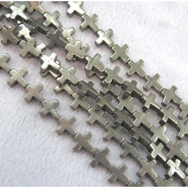 pyrite beads, cross