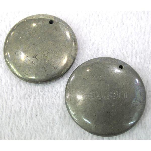natural Pyrite pendant, flat-round
