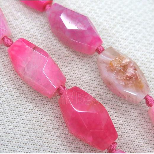 agate bead, faceted freeform, pink
