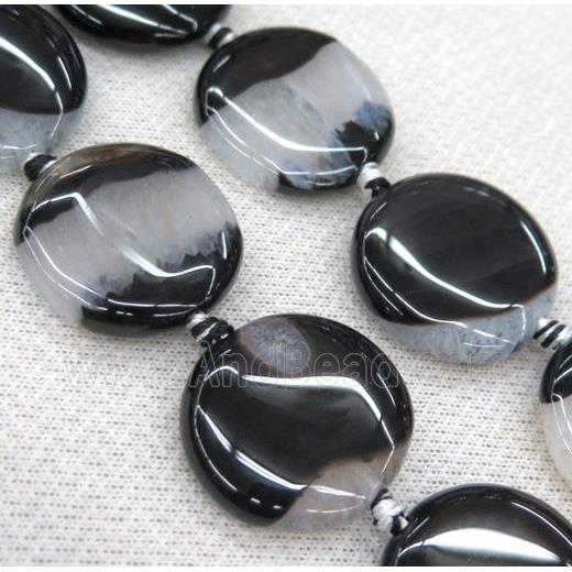 Agate Druzy circle beads, white black