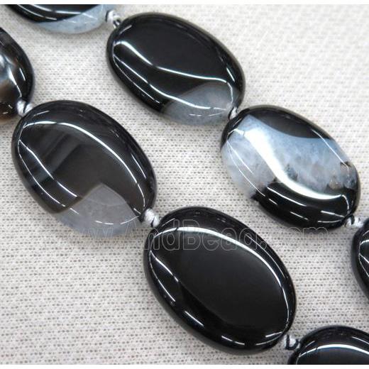 Agate Druzy oval beads, white black