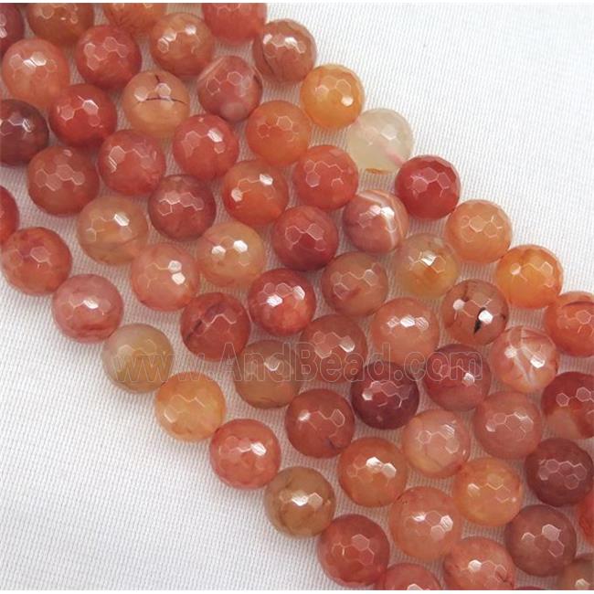 Carnelian beads, faceted round, ruby, grade-A