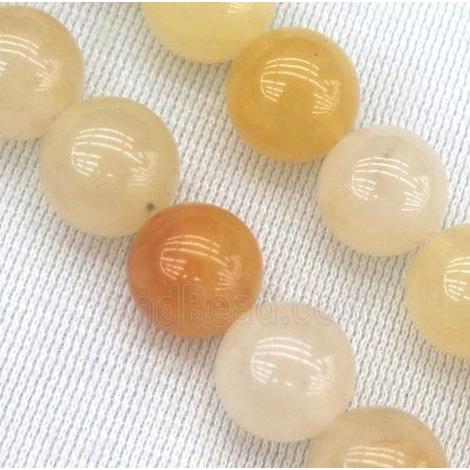 Chinese Yellow Honey Jade Beads Smooth Round