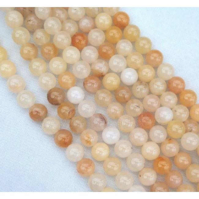Chinese Yellow Honey Jade Beads Smooth Round