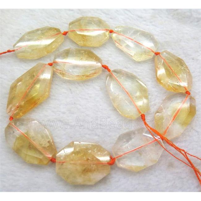 citrine beads, faceted oval, yellow