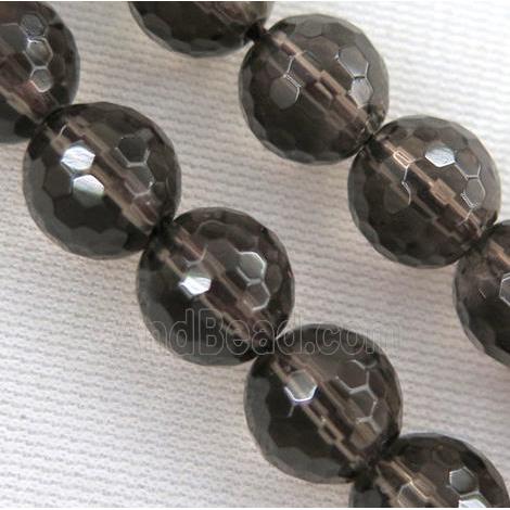 smoky quartz bead, faceted round
