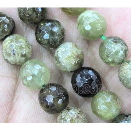 green garnet beads, faceted round