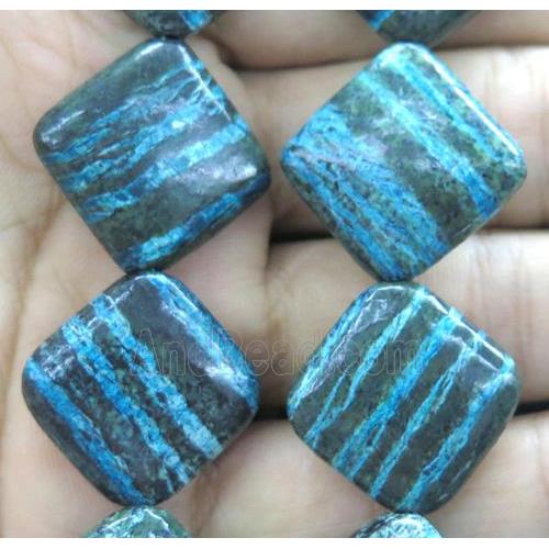 Blue SilverLine Jasper beads, square