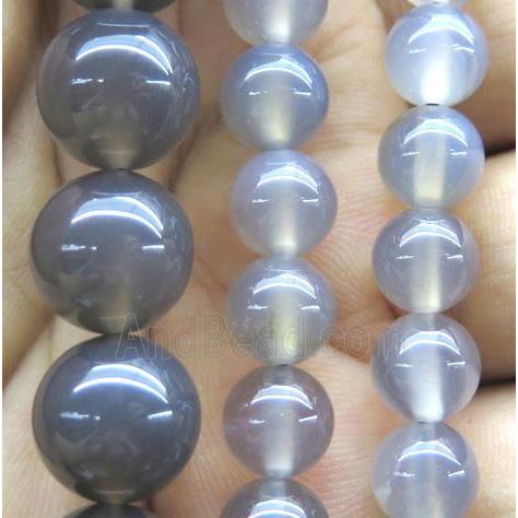round natural Gray Agate Beads