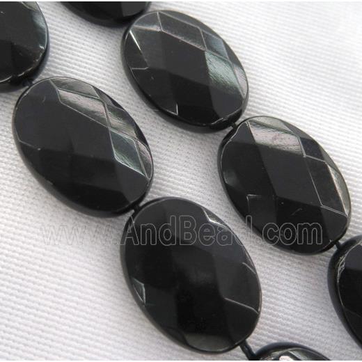 black onyx bead, faceted oval