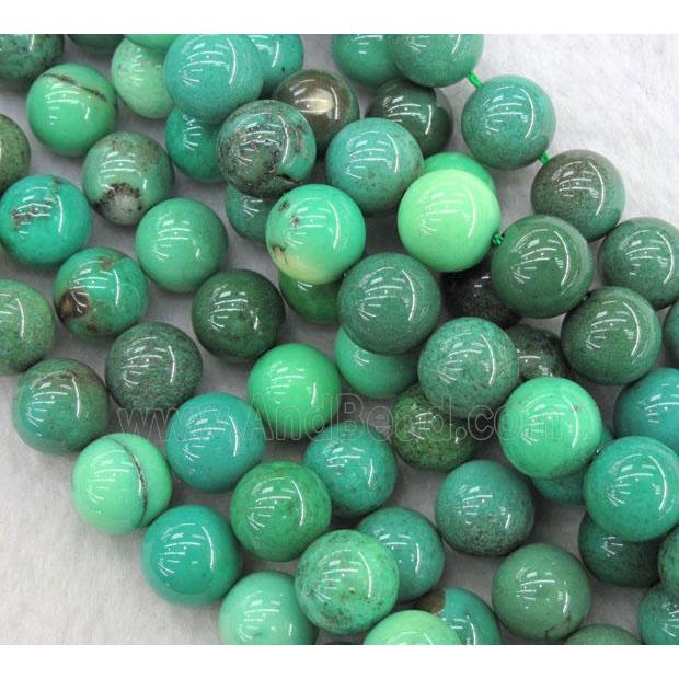 Natural Green Grass Agate Beads Smooth Round