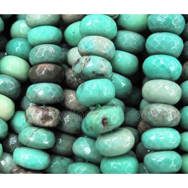Natural Green Grass Agate Beads Faceted Rondelle