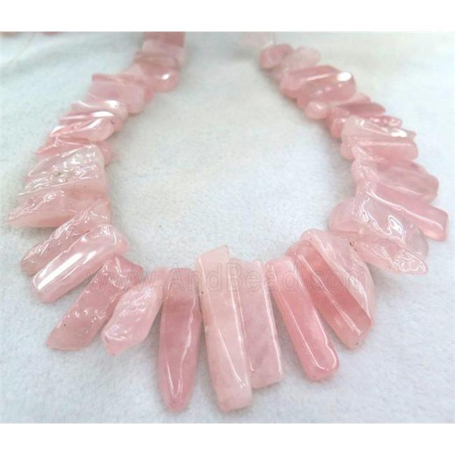 Madagascar Rose Quartz bead for necklace, stick