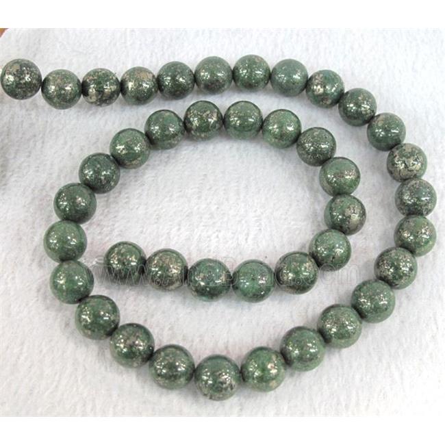 golden-spot green jasper beads, round