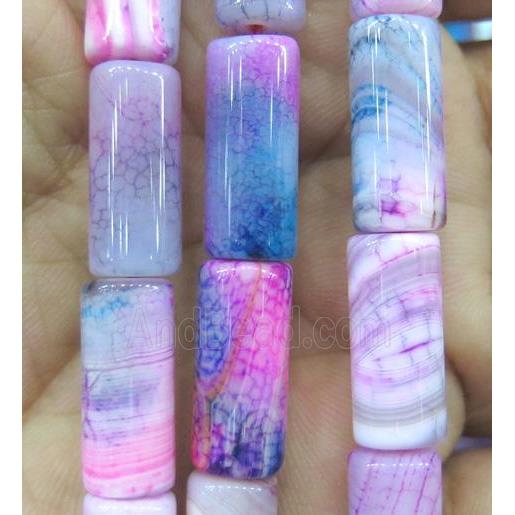 pink stripe agate beads, tube