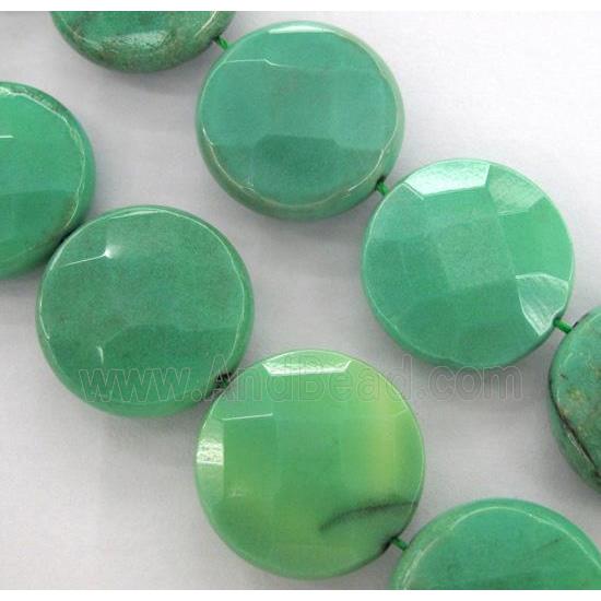 green grass agate beads, faceted circle