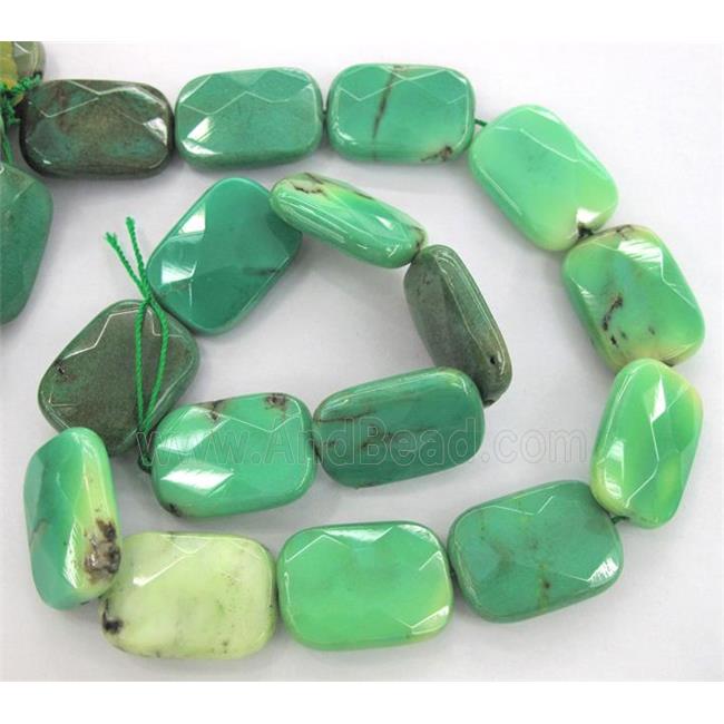 green grass agate bead, faceted rectangle