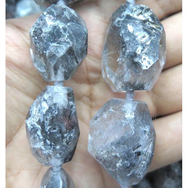 Black Rutilated Quartz beads, freeform