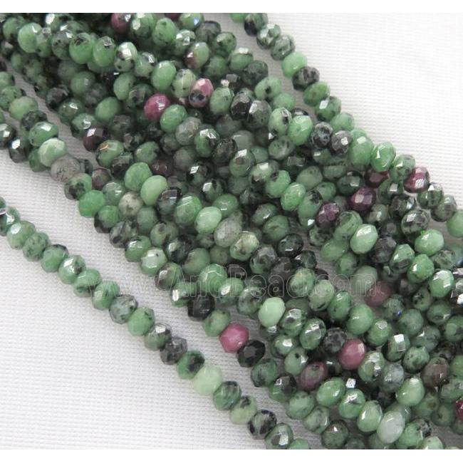Ruby Zoisite beads, faceted rondelle, hand-cutting