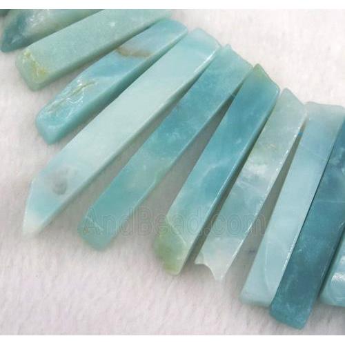 Amazonite collar beads, stick, blue, top drilled