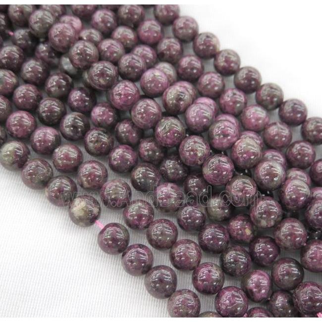 red natural Tourmaline beads, round, B grade